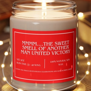 Smells Like A Win Candle, Man United Gifts, Premier League Scented Candle, Champions League Soccer Gift, Game Day Candle for him, Manchester