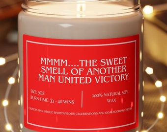 Smells Like A Win Candle, Man United Gifts, Premier League Scented Candle, Champions League Soccer Gift, Game Day Candle for him, Manchester