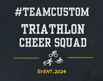 Custom Triathlon Support Crew Shirt, Swim Bike Run Race T-shirt, Triathlon Race Gift Tee for Triathlete, Athlete Team Family Matching Tee