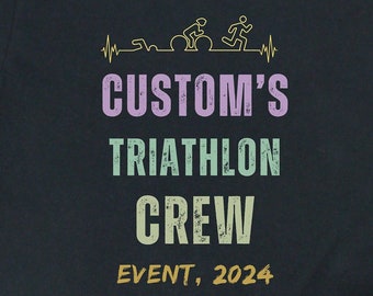 Custom Triathlon Support Crew Shirt, Swim Bike Run Race T-shirt, Triathlon Race Gift Tee for Triathlete, Athlete Team Family Matching Tee