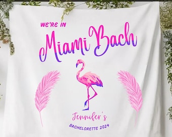 Miami Bach Banner, Miami Bachelorette Banner Tapestry, Custom Bridal Party Shower Decor, Bachelorette Weekend Backdrop, Bridal Party Welcome