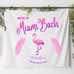 Miami Bach Banner, Miami Bachelorette Banner Tapestry, Custom Bridal Party Shower Decor, Bachelorette Weekend Backdrop, Bridal Party Welcome