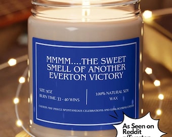Smells Like A Win Candle, Everton Gifts, EFC Premier League Scented Candle, Goodison Park Soccer Gift, Game Day Candle Birthday Gift for him