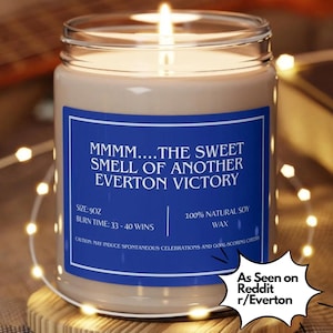 Smells Like A Win Candle, Everton Gifts, EFC Premier League Scented Candle, Goodison Park Soccer Gift, Game Day Candle Birthday Gift for him