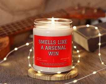 Smells Like A Win Candle, Arsenal Gift, Gunners Soccer Candle, Game Day Gift for Him, AFC Fan Gift, Premier League Scented Candle