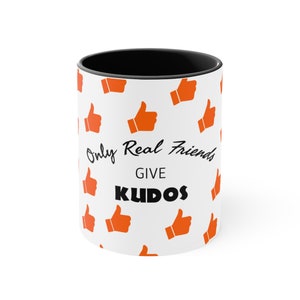 Real Friends Kudos Coffee Mug, cute Strava gift for athlete, gift for Cyclist or Runners birthday, fathers day