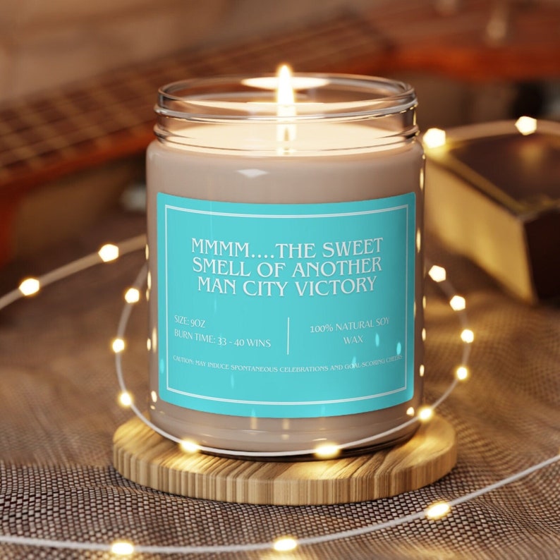 Smells Like A Win Candle, Manchester City Gifts, MCFC Premier League