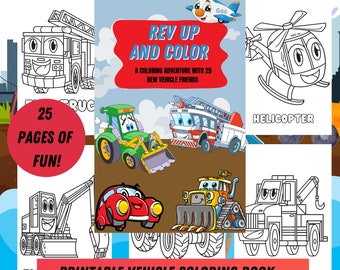 Truck Coloring Book, Construction & Monster Vehicles (Printable)