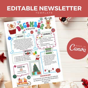 December Newsletter, Monthly Classroom News, Christmas Newsletter, Teacher Newsletter, Preschool Newsletter, Pto President Mom, PTA Flyer