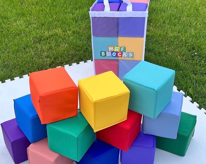 12 Piece Soft Foam Blocks Set- With a Free Mesh Tote Bag (made by M&F