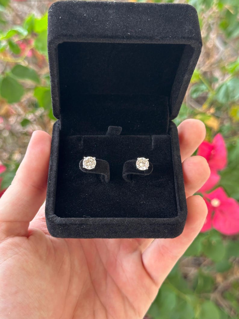 V3 Jewelry Stud Set of Two Moissanite Earrings with Sterling Silver and Gold Over Sterling Silver