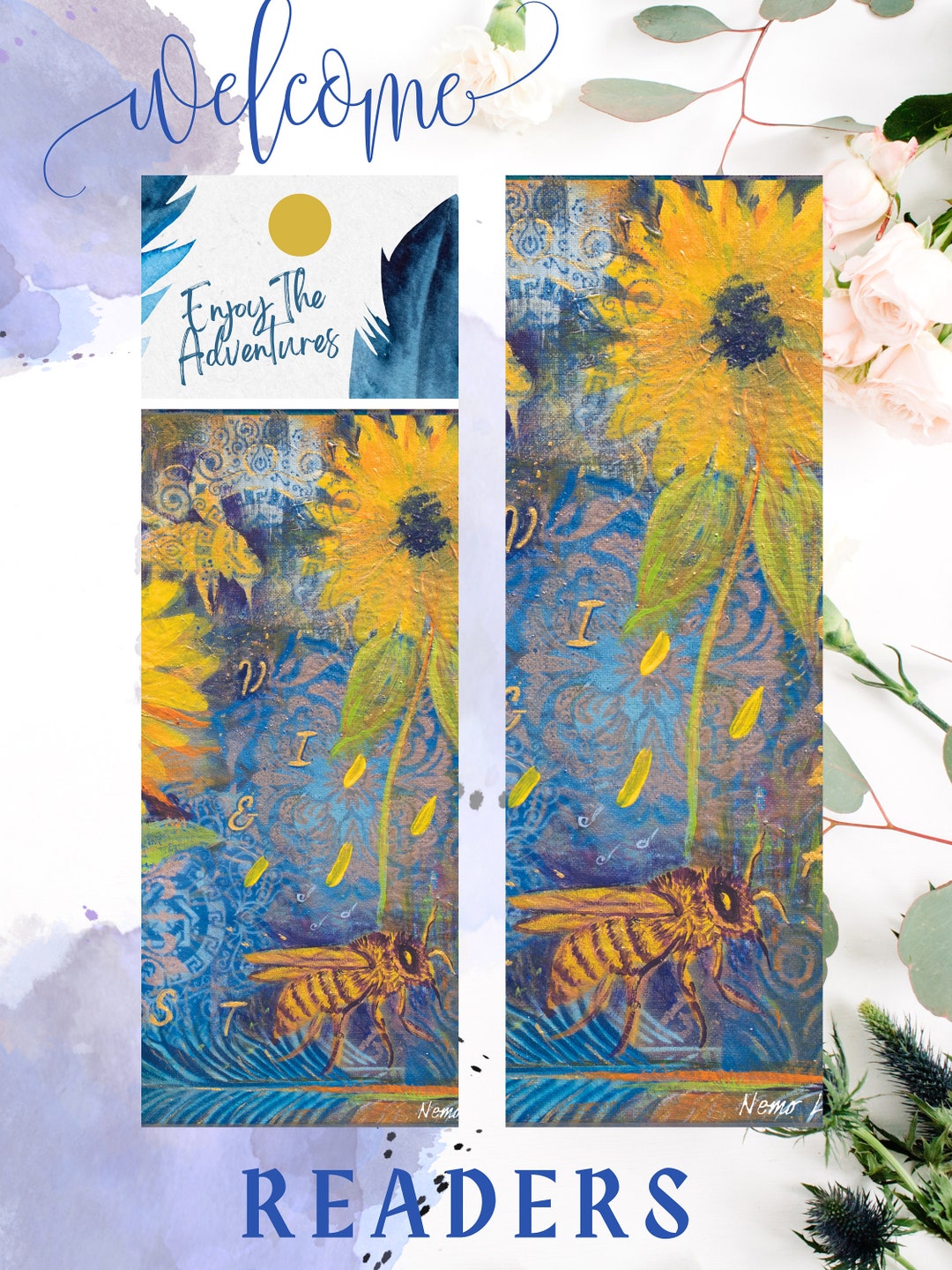 Honey Bees and Sunflowers Bookmark - Etsy