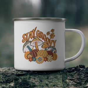 Enamel Camp Mug, Camping mug, Enamel coffee camp mug, Fall camping mug, Camp cup. Gifts for camping, Fall coffee cup