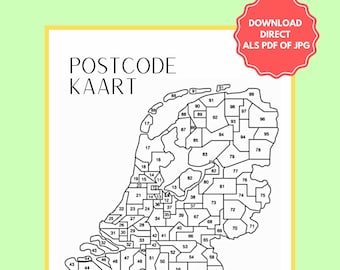 Postcode kaart Nederland | Direct te downloaden | Sales map NL | Sales Tracker | Verkoop kaart Nederland | PDF of JPG  | A4