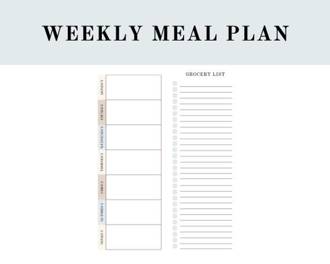 Weekly Meal Planner | Instant Digital Download | Grocery List ...