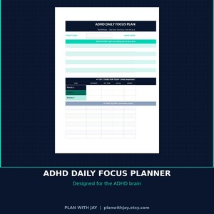 ADHD Planner Google Sheets | Daily Focus Tracker | ADHD Productivity Spreadsheet Excel Template