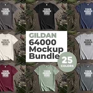 Gildan 64000 Mockup Bundle, 64000 Flat Lay Mockup Bundle, G640 Mockup Bundle, Unisex Shirt Styled Studio Mockups