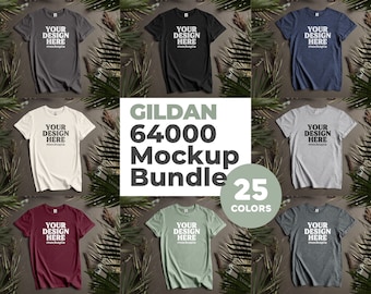 Gildan 64000 Mockup Bundle, 64000 Flat Lay Mockup Bundle, G640 Mockup Bundle, Unisex Shirt Styled Studio Mockups