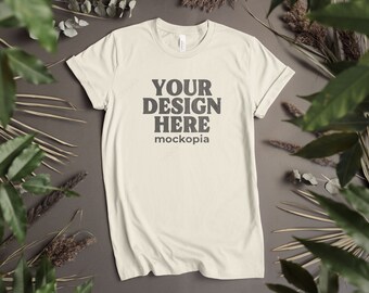 Bella Canvas 3001 Mockup Natural, BC3001 Natural Mockup, 3001 Flat Lay Mockup, 3001 Flat Lay Studio Mockup