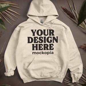 Gildan 18500 Mockup, Sand Gildan 18500 Mockup, G185 Sand Flat Lay Mockup, Gildan Heavy Blend Unisex Hoodie Mock Up