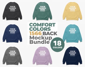 Comfort Colors 1566 Back Mockup Bundle, 1566 Sweatshirt Flat Lay Back Mockup Bundle (Digital Download)