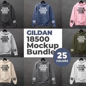 Gildan 18500 Sleeve Mockup Bundle, 18500 Hoodie Hanging Mockup Bundle, G185 Heavy Blend Mockup Bundle, Gildan Unisex Hoodie Studio Mockups