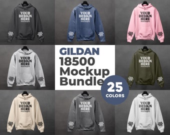 Gildan 18500 Sleeve Mockup Bundle, 18500 Hoodie Hanging Mockup Bundle, G185 Heavy Blend Mockup Bundle, Gildan Unisex Hoodie Studio Mockups