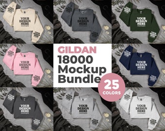 Gildan 18000 Sleeve Mockup Bundle, 18000 Sweatshirt Flat Lay Mockup Bundle, G180 Mockup Bundle, G18000 Cosy Hygge Styled Studio Mockups