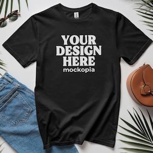 64000 Mockup, Black Gildan 64000 Mockup, G640 Flat Lay Mockup, Unisex T-Shirt Mock Up