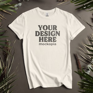 64000 Mockup Natural, Gildan 64000 Natural Mockup, G640 Flat Lay Mockup, Unisex T-Shirt Mock Up