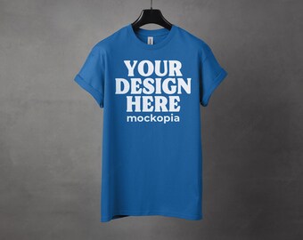 Gildan 5000 Royal Mockup, Royal Gildan 5000 Mockup, G500 Hanging Mockup, Gildan G5000 T-Shirt Mockup