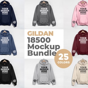 Gildan 18500 Sleeve Mockup Bundle, 18500 Hoodie Hanging Mockup Bundle, G185 Heavy Blend Mockup Bundle, Gildan Hoodie Studio Mockups