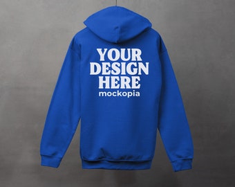 Gildan 18600 Royal Blue Back Mockup, Royal Blue 18600 Back Mockup, G186 Hanging Mockup, Gildan Heavy Blend Unisex Zipup Hoodie Mock Up