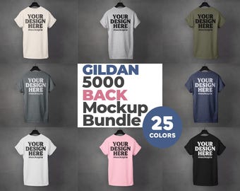 Gildan 5000 Back Mockup Bundle, 5000 Hanging Back Mockup Bundle, G500 Mockup Bundle, T-Shirt Styled Studio Mockups
