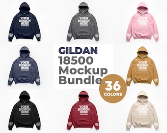 Gildan 18500 Sleeve Mockup Bundle, 18500 Hoodie Flat Lay White Background Mockup Bundle
