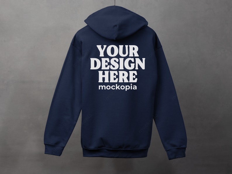 Gildan 18600 Navy Back Mockup, Navy 18600 Back Mockup, G186 Hanging ...