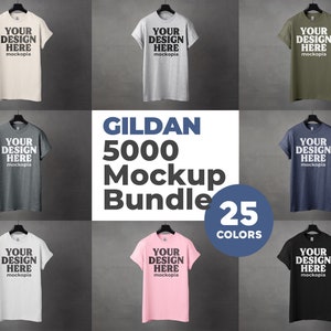 Gildan 5000 Mockup Bundle, 5000 Hanging Mockup Bundle, G500 Mockup Bundle, T-Shirt Styled Studio Mockups