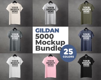 Gildan 5000 Mockup Bundle, 5000 Hängende Mockup Bundle, G500 Mockup Bundle, T-Shirt Styled Studio Mockups