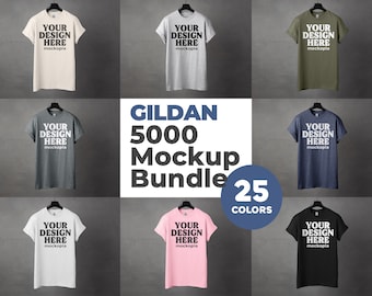 Gildan 5000 Mockup Bundle, 5000 Hanging Mockup Bundle, G500 Mockup Bundle, T-Shirt Styled Studio Mockups
