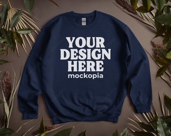 Gildan 18000 Navy Mockup, Navy Gildan 18000 Mockup, G180 Navy Flat Lay Mockup, Gildan Heavy Blend Unisex Sweatshirt Mock Up