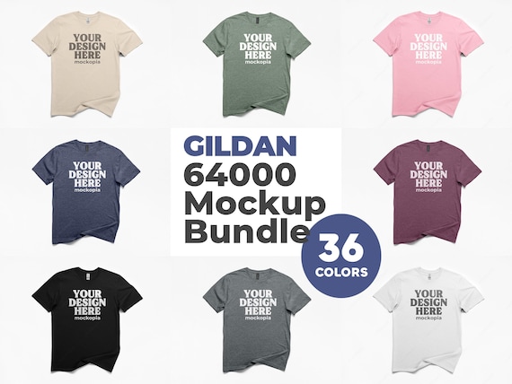 Gildan 64000 Mockup Bundle, Gildan 64000 Flat Lay White Background Mockups