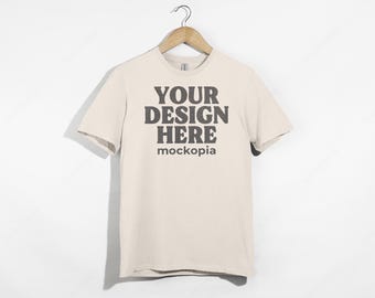 64000 Mockup Natural, Natural Gildan 64000 Front Mockup, G640 White Background Hanging Mockup, Unisex T-Shirt Mock Up