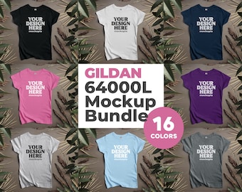 Gildan 64000L Mockup Bundle, 64000L Flat Lay Mockup Bundle, G640L Mockup Bundle, Ladies Softstyle Fitted T-Shirt Styled Studio Mockups