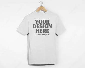 64000 Mockup, White Gildan 64000 Back Mockup, G640 White Background Hanging Mockup, Unisex T-Shirt Mock Up