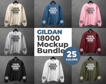 Gildan 18000 Sleeve Mockup Bundle, 18000 Sweatshirt Hanging Mockup Bundle, G180 Heavy Blend Mockup Bundle, Gildan Sweatshirt Studio Mockups