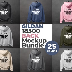 Gildan 18500 Back Mockup Bundle, 18500 Hoodie Back Hanging Mockup Bundle, G185 Heavy Blend Mockup Bundle, Gildan Unisex Hoodie Studio Mockup