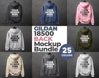 Gildan 18500 Back Mockup Bundle, 18500 Hoodie Back Hanging Mockup Bundle, G185 Heavy Blend Mockup Bundle, Gildan Unisex Hoodie Studio Mockup