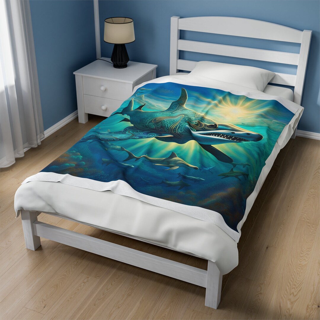 Stylized Shark Plush Blanket Etsy
