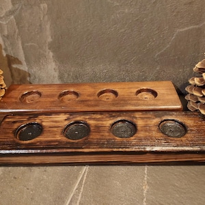 Rustic Wooden Tealight Centerpiece Candle Holder – Handmade