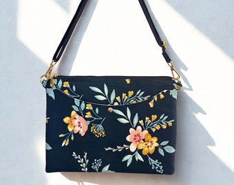 Floral Handmade Tablet Tote Bag | iPad Carrier with Strap | Padded Electronics Shoulder Bag